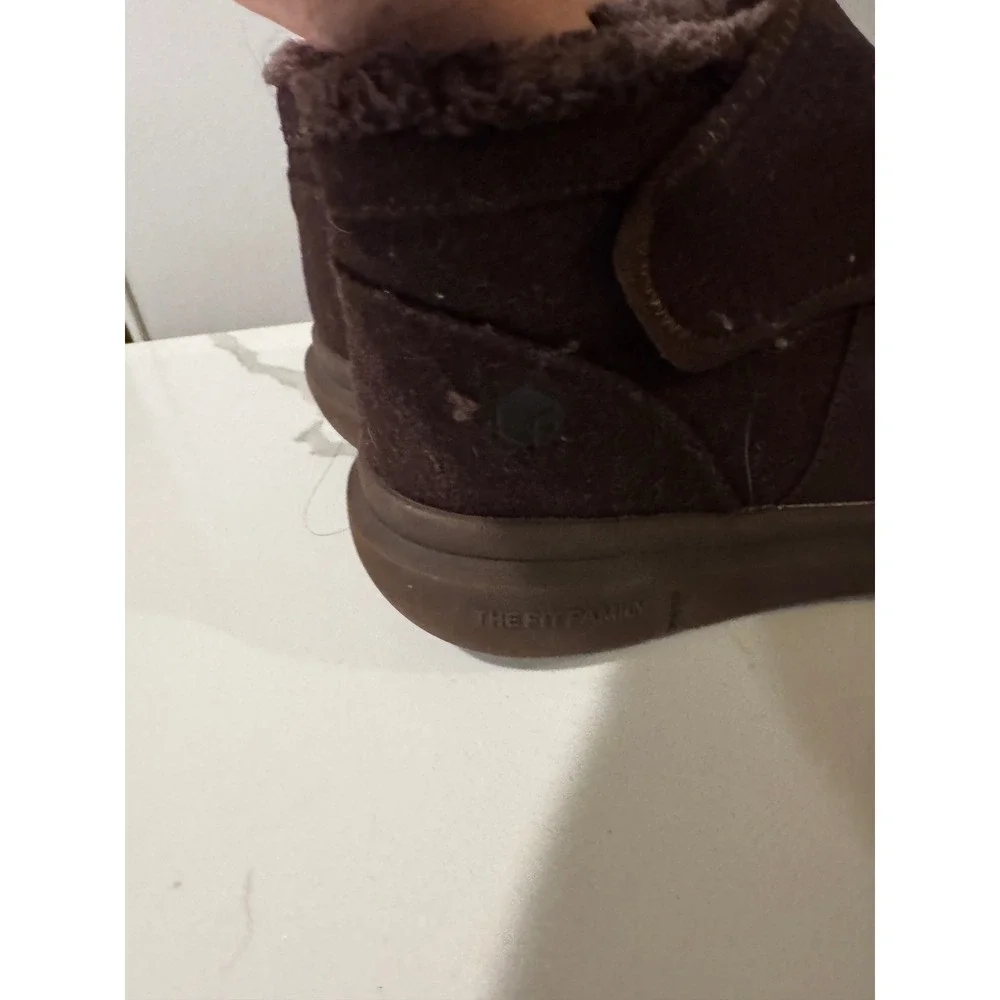 FitVille Women's Dark Brown Fur Lined Ankle  Slip On Boots Size 10EW‎